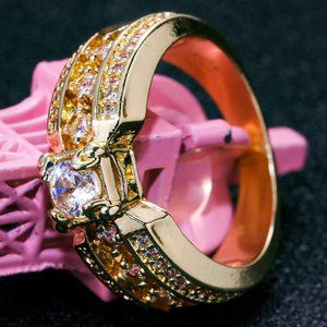 💕14K Gold Plated Beautiful Fashionable CZ Ring, GPMB1496